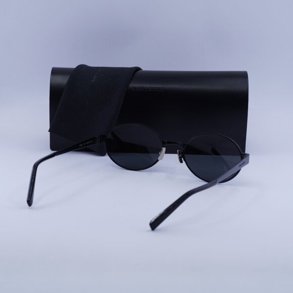 Saint Laurent SL692 001 Oval Sunglasses - Semimatte Black/Black main image 9